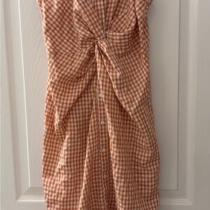 EUC women’s Zara Orange Checkered Dress small spaghetti strap